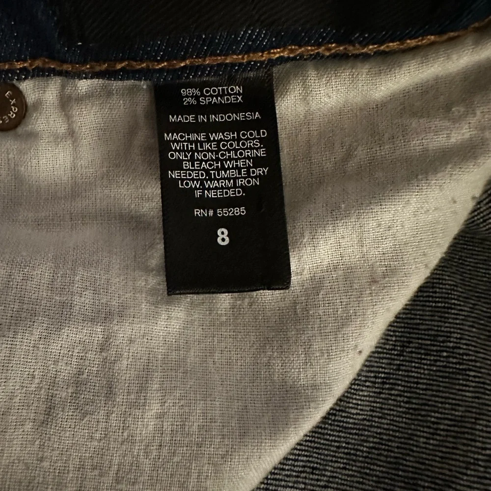 Express Blue Ankle Cropped Jeans with Distressed Details - Picture 7 of 7